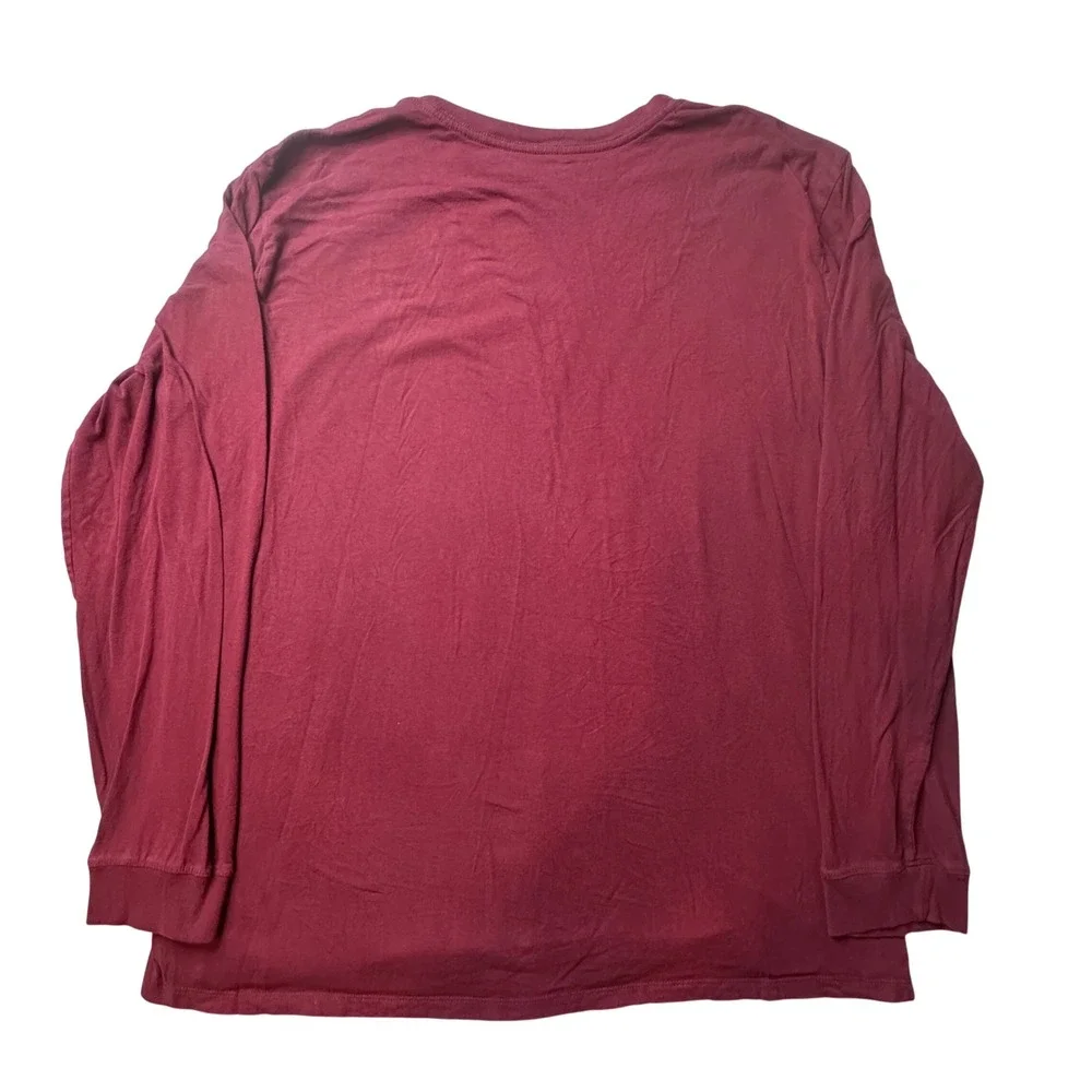 The North Face T-Shirt Mens XXL Maroon Long Sleeve Graphic Logo Cotton Tee